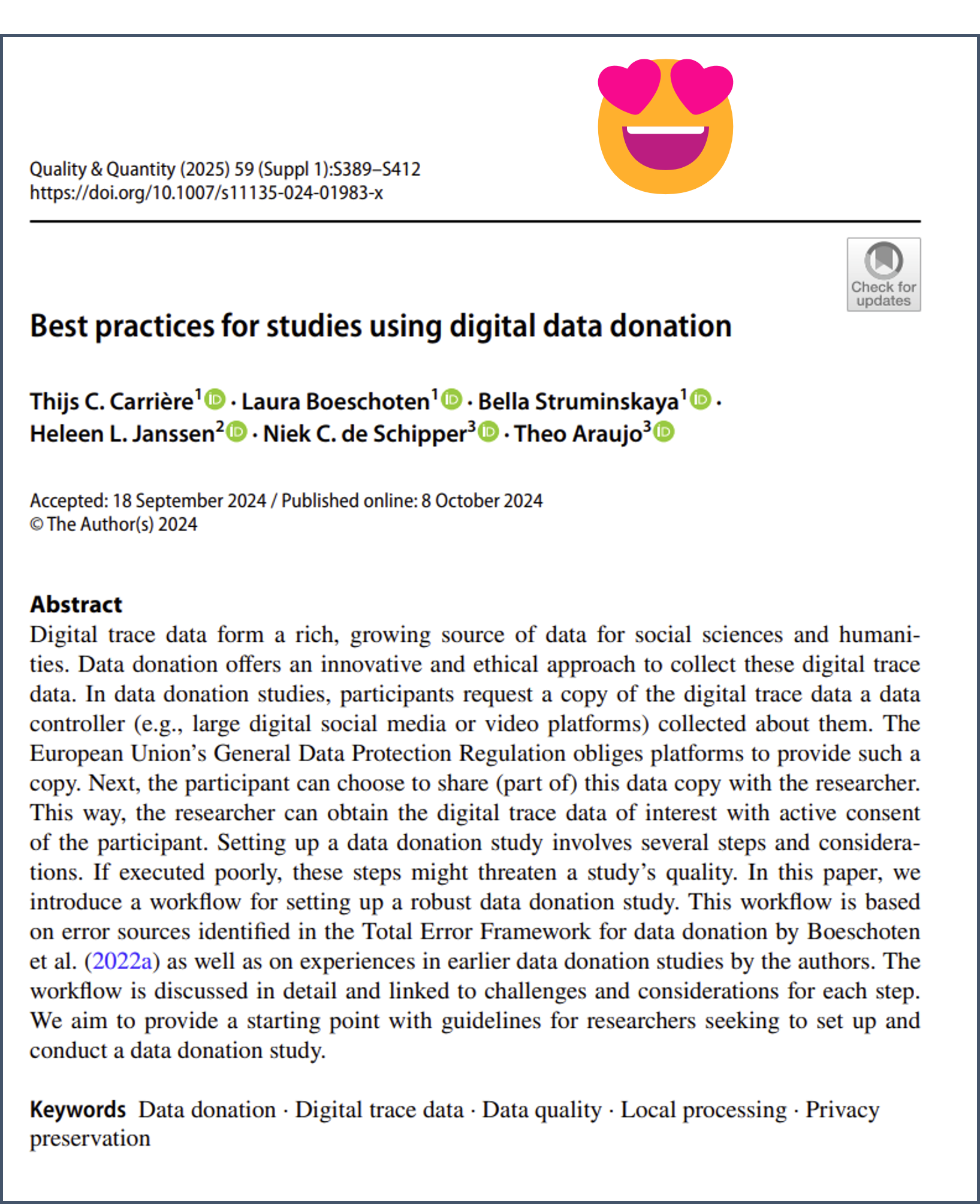 paper on best practices in a donation study