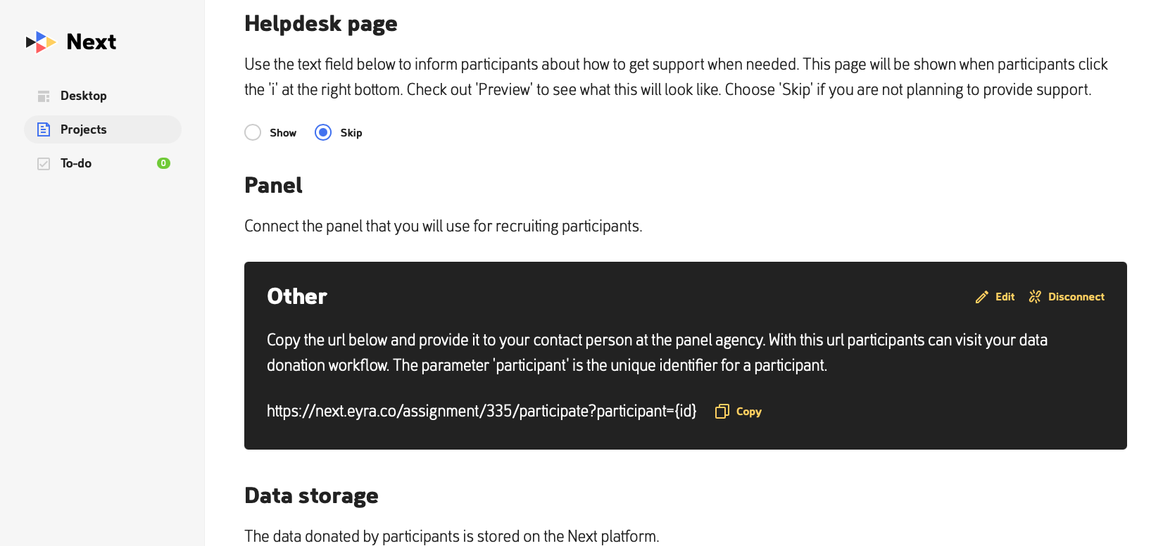 Next workflow screenshots